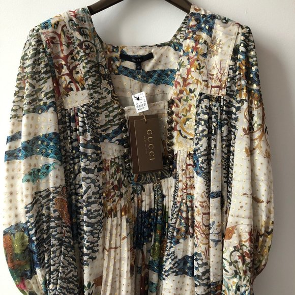 Gucci Forest Print Silk Chiffon Dress - Picture 7 of 8